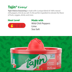 Tajin Clasico Chile Lime fruit dip suggests refreshing snack pairings.