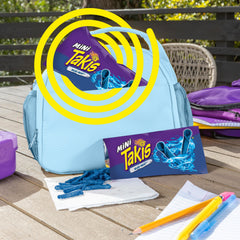 Takis Blue Heat Mini bag open shows bite-size portions ready for snacking.