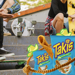Takis Buckin' Ranch chip in hand showing size and easy snacking convenience