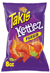 Takis Fuego packaging front view showcasing bold chili-lime flavor benefit