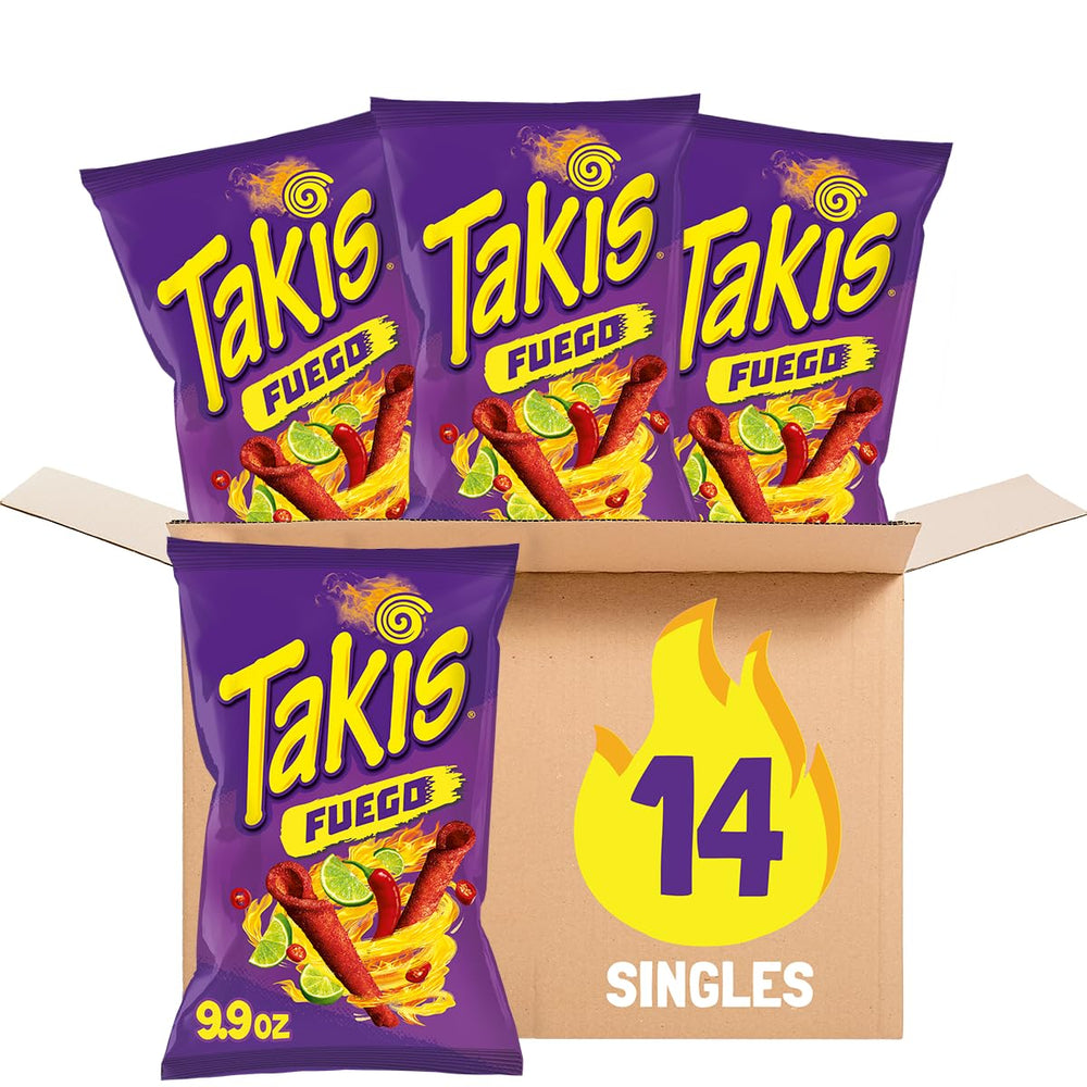 Takis Fuego rolled chips close-up, bold flavor for fearless snacking.