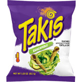 Takis front packaging showing guacamole flavor and compact snack bag benefit