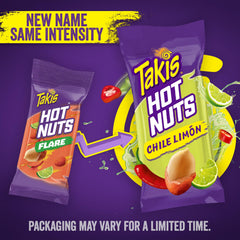 Takis Flare Hot Nuts on-the-go packaging for travel or work.