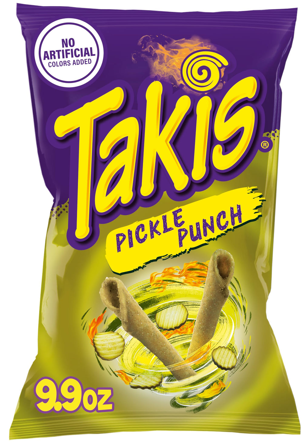 Takis front packaging showing Pickle Punch bag and bold branding benefit: eye-catching shelf appeal