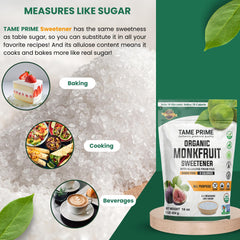 Tame Prime Monkfruit used with coffee and tea for natural sweetness