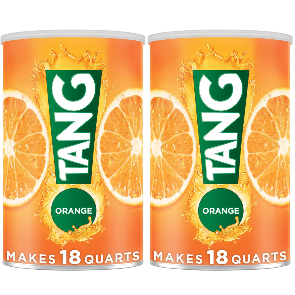 Tang Orange Drink Mix bulk canister ideal for family refreshment.