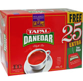 Tapal Danedar black tea bags in a box for convenient home brewing.