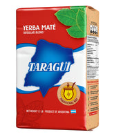 Taragüi Yerba Mate with Stems 500g pack front for traditional brewing and energy.