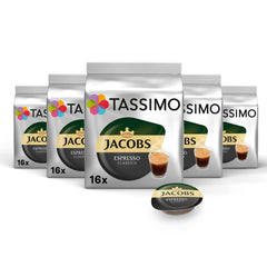 Tassimo Jacobs Espresso discs pack front – convenient single-serve coffee option.