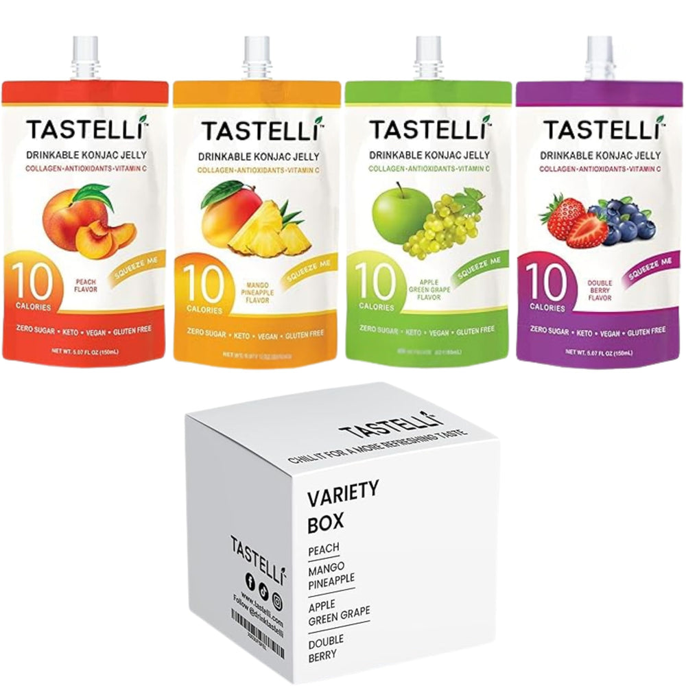 Tastelli Konjac Jelly Collagen 150ml pouch for on-the-go snacking.