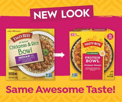Tasty Bite Chickpeas & Rice Bowl organic brown rice base for a wholesome meal.
