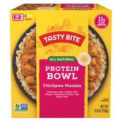 Tasty Bite Chickpeas & Rice Bowl plated with Indian flavors.