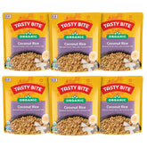 TASTY BITE Organic Coconut Rice pack of six, microwavable convenience for quick meals.