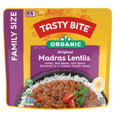 TASTYBITE Madras Lentils family-size package shows premium ingredients for easy weeknight meals