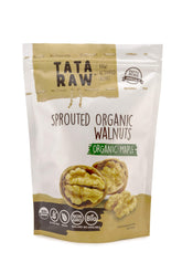 TATA RAW sprouted maple walnuts: close-up nutrient-dense snack for brain and heart support.