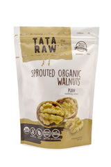 TATA RAW Sprouted Walnuts bag front view showing plain additive-free snack option