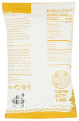 Tatemada Organic Yellow Maize Totopos ingredients label shows nixtamalized corn and no frying.