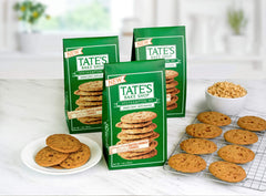 Tate's Butter Crunch Cookies thin and crispy on a serving tray