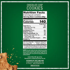 Tate's Bake Shop Chocolate Chip Cookies, snack-pack closeup; crispy and ready to share