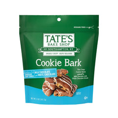 Tate's Bake Shop Cookie Bark with milk chocolate drizzle, crispy chips for snacking