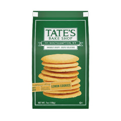 Tate's Bake Shop Lemon Cookies bag close-up reveals crisp lemony cookies