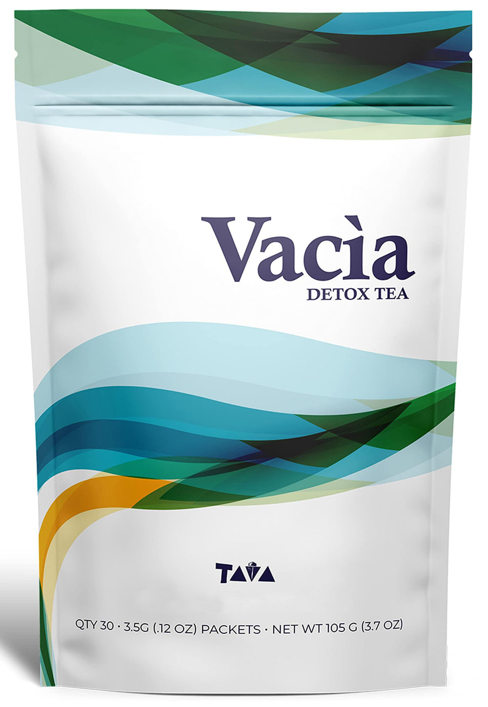 TAVA Vacia Tea 30 packets lined up for daily cleansing ritual and wellness.