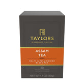 Taylors of Harrogate Assam tea bags 20-count for a full-bodied brew.