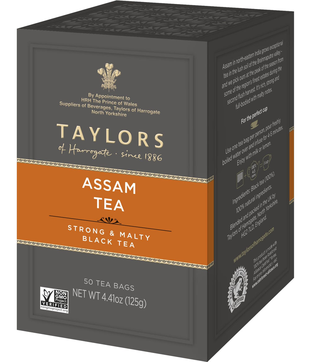 Taylors of Harrogate Assam tea bags pack ready for daily brewing