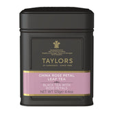 Taylors of Harrogate China Rose Petal tea tin caddy for elegant afternoon service.