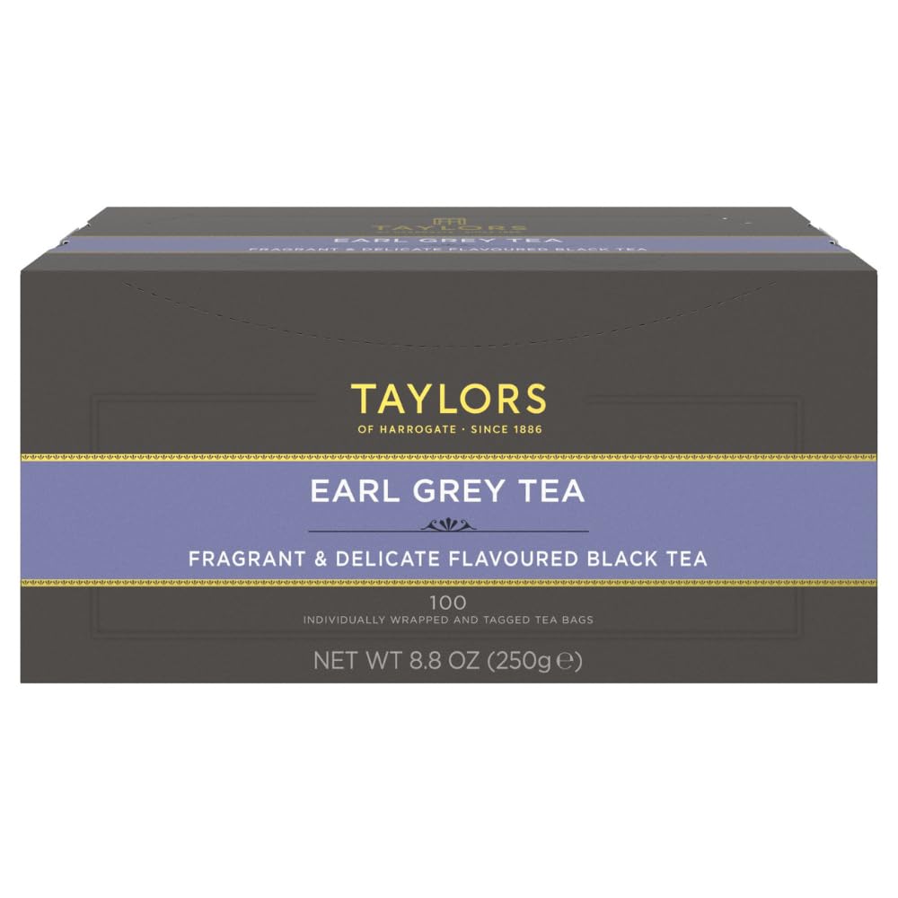 Taylors of Harrogate Earl Grey tea bags pack of 100 for convenient brewing.