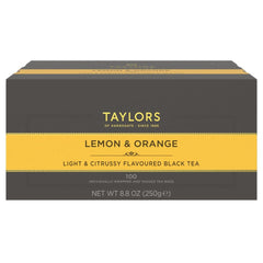 Taylors of Harrogate lemon and orange tea bags with bright citrus aroma.