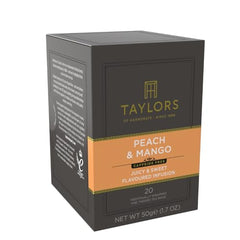 Taylors of Harrogate Peach & Mango tea bags shown together for convenient daily brewing