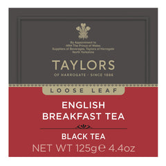 Taylors of Harrogate English Breakfast cup with steam illustrating a bright, inviting brew.