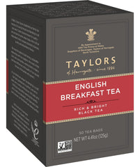 Taylors of Harrogate English Breakfast packaging with classic label.