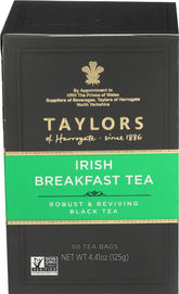 Taylors of Harrogate Irish Breakfast tea bags pack ready for use, bold morning ritual