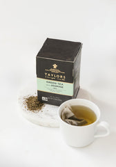 Taylors of Harrogate tea bag close-up highlighting delicate scent.