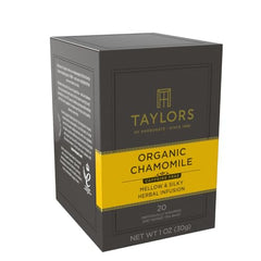 Taylors chamomile tea bag closeup, delicate infusion ideal for relaxing moments