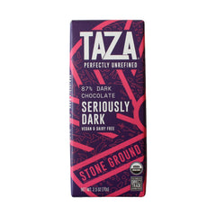 Taza Chocolate Amaze Bar 87% foil-wrapped close-up emphasizes premium packaging and cacao richness