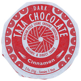 Taza Chocolate Organic Mexicano Disc 50% Cinnamon packaging shot; vegan and gluten-free.