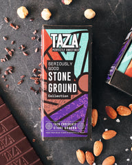 Taza Chocolate Sea Salt and Almond Amaze Bar balances salt and nutty sweetness