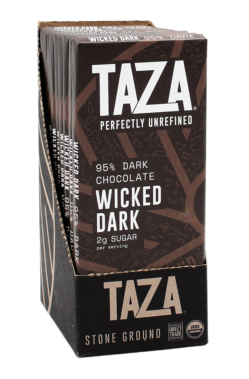 Taza Chocolate Wicked Dark Amaze Bar 95% closeup highlights bold cacao texture