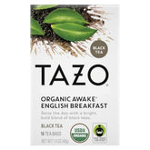 TAZO Awake English Breakfast tea bags ready for a bold morning brew.