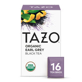 TAZO Earl Grey tea bags in a pack, ready for a bold morning brew.