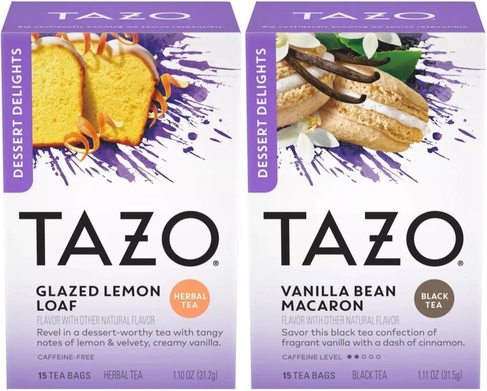 TAZO Glazed Lemon Loaf Herbal Tea box for a caffeine-free citrus-sweet moment