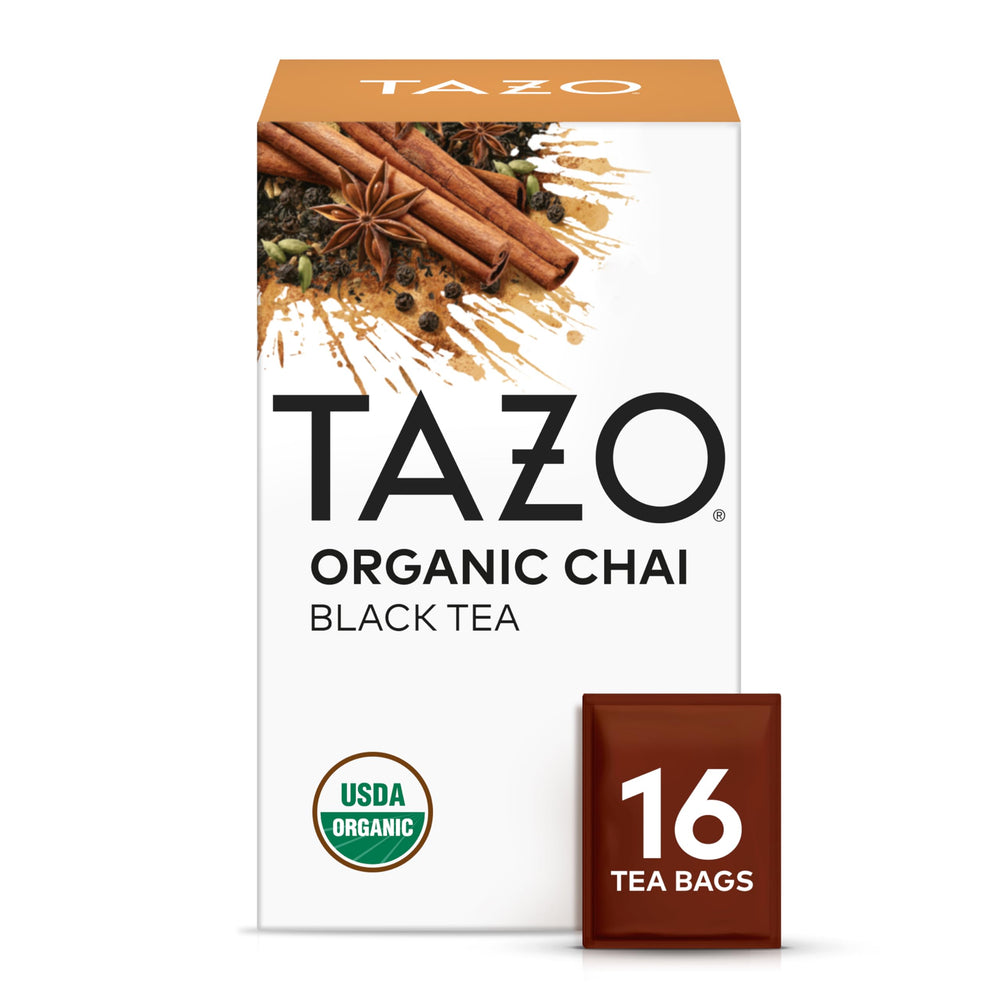 TAZO Organic Chai tea bags pack for a convenient daily brew