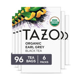 TAZO Organic Earl Grey tea bag close-up highlights bergamot aroma for a bright afternoon