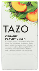 TAZO Organic Peachy Green Tea steeping to yield a refreshing cup.