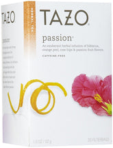 TAZO Passion Tea filterbags in a box, vibrant hibiscus aroma for daily ritual