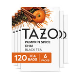 TAZO Pumpkin Spice Chai packaging shown for holiday gifting