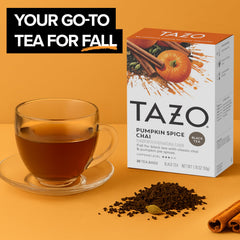 TAZO Pumpkin Spice Chai tea bags wrapped to preserve freshness